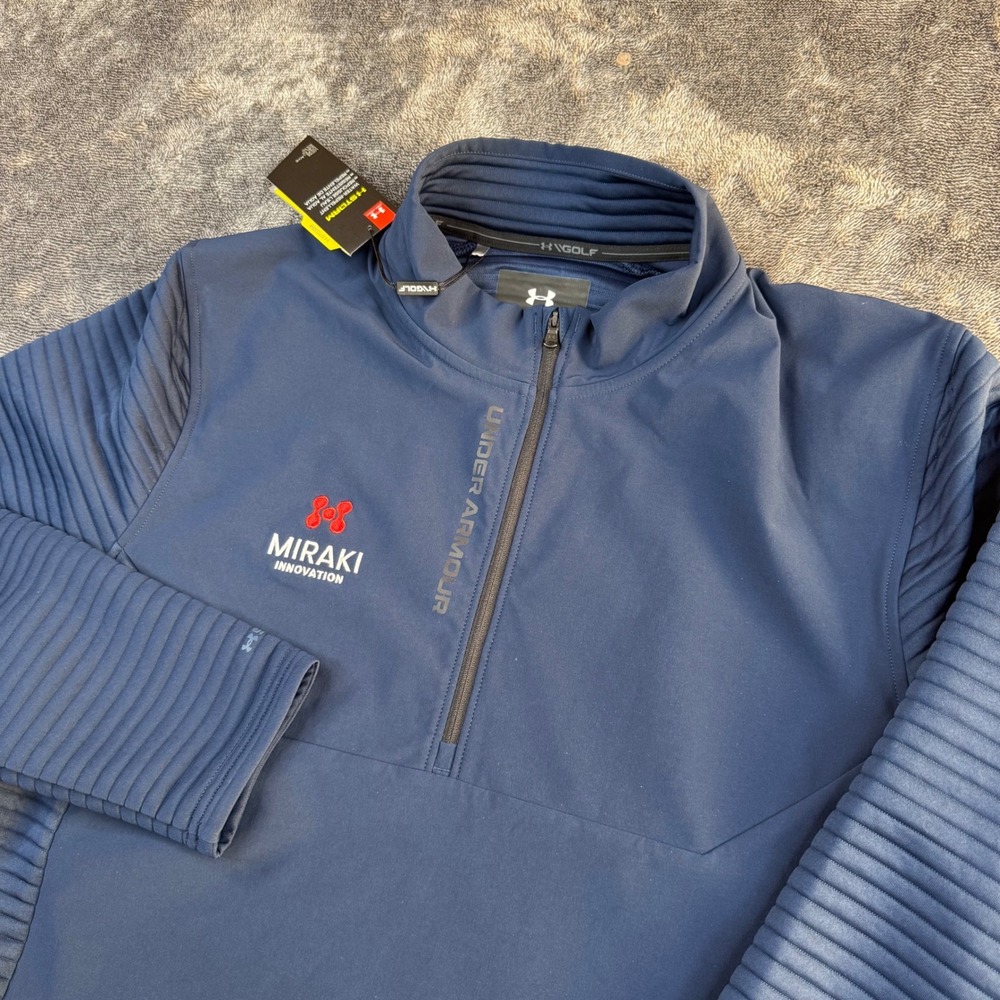 Under Armour Pullover Mens XL Blue Storm ColdGear Golf 1/4 Zip Miraki 1360513